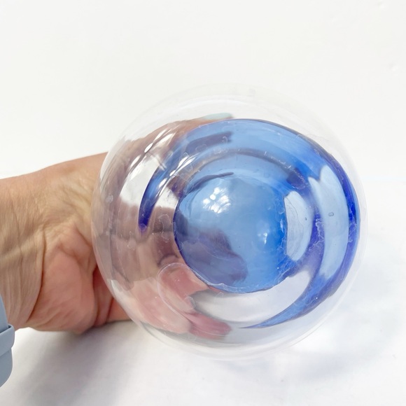 Hinomaru Handblown Ice Pocket Cold Sake Spirit Whiskey Glass Decanter Blue - Picture 6 of 7